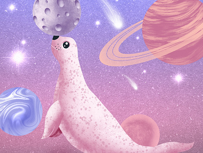 Seal sea seal seal illustration space