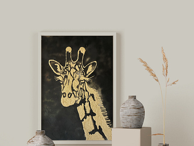 Giraffe art blackandwhite design illustration illustrations illustrator interior interior decor interiordesign sand sands sandsart