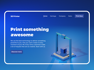 3D Printer UI Design 3d 3d art 3d artist 3d illustration 3d modeling 3d print 3d printer illustration illustration art render ui design ui ux design web design