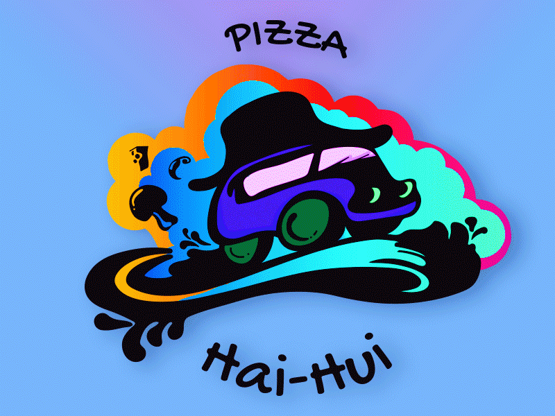 Hai-Hui Logo Pizza logo logo animation pizza wild colors