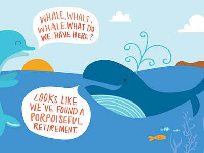 Whale, whale, whale dolphin fish handlettering illustration ocean whale