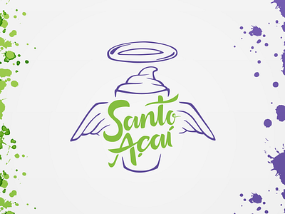Santo Açaí Brand acai açaí brand food truck logo