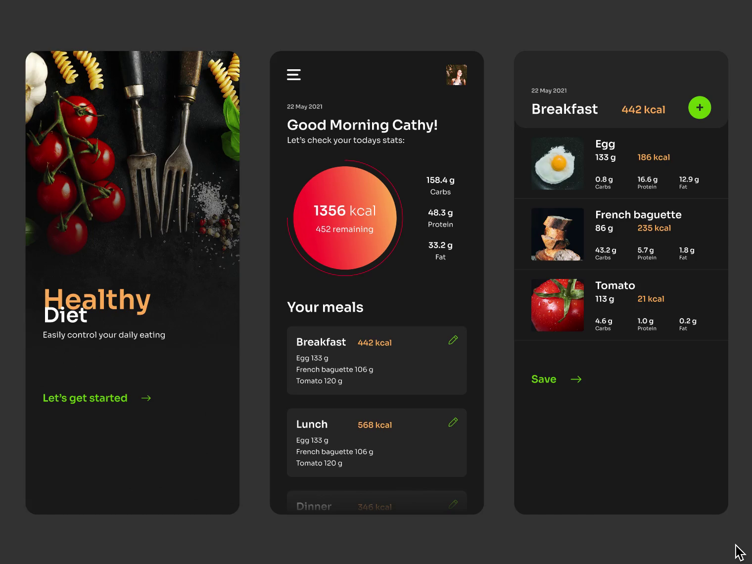 Diet Tracker App Concept by Angelika Paterak for Boldare on Dribbble