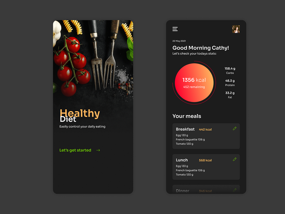 Diet Tracker App Concept by Angelika Paterak for Boldare on Dribbble