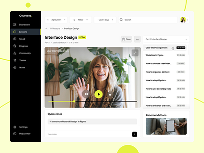 Coureset. branding courses desktop figma icon lessons ui ux