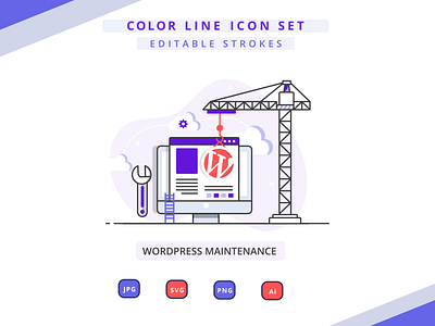 WordPress Maintenance icon design icon set illustration line icons vector
