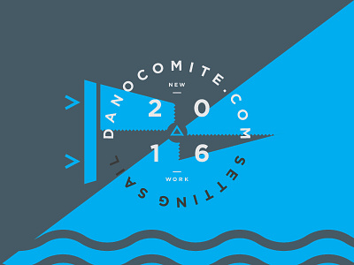 New Work brand comite designer doc en route fin flag logo nautical ocean sail triangle