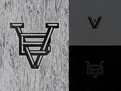 Monograming BV b bevel logo monogram typogrpahy v wood woodworking