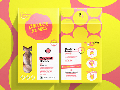 BB Packaging & VIS bb blender bomb bombs booster branding flavor identity package packaging pattern pop smoothie yellow