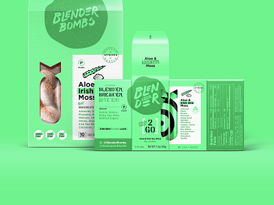 BB 2pk + 10pk Aloe aloe bb blender bombs branding dieline granola identity package packaging protein snack