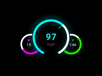 Car Interface - DailyUI 034 034 car daily ui dashboard design interface neon speed speedometer ui