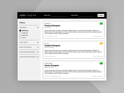 Job Listing - DailyUI 050 050 daily ui design job job board job listing jobs minimal ui web