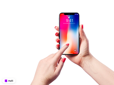 Free iPhone X in female Hand Mockups