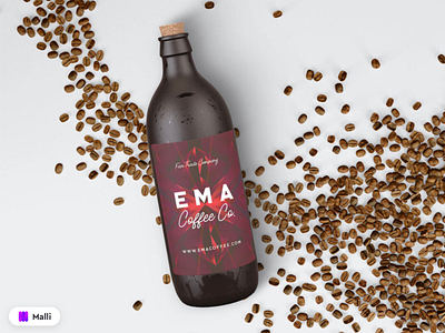 Free Coffee Bottle with Decorations Mockup