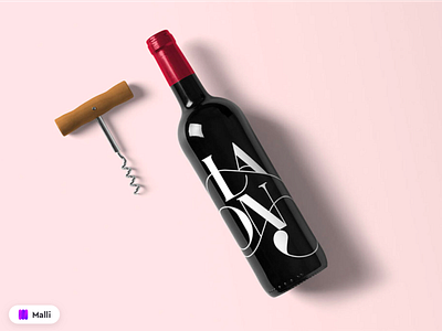 Free Wine Bottle and Corkscrew Mockup