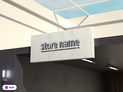 Free 3D Store Logo Mockup