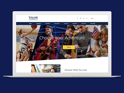 Valor High School academic academics angle education high school home page learning school ui web design website