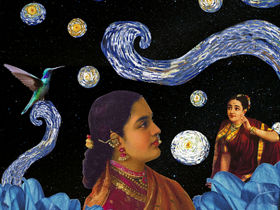Mesmerized collage digital graphic design painting raja ravi verma vangogh