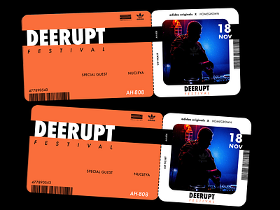 Project: The Adidas Deerupt Event Ticket Design art direction branding graphic design