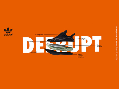 Adidas Deerupt Shoes Poster Design 3d banner branding design graphic design poster design