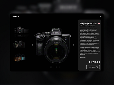 SONY a7s III - ecommerce design dribbble dribbbleshot e commerce ecommerce minimal ui uiux ux uxdesign uxui webdesign website design