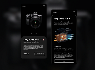 Sony Mobile e-commerce dark mode app design dribbble dribbbleshot e commerce ecommerce mobile ui uiux ux ux design