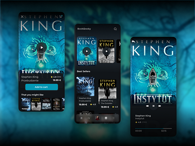 Audiobook - modern mobile app feat Stephen King for Bookowsky