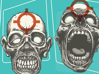 Aim for the Head drawing half tone illustration zombies