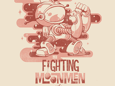 fighting moonmen character design illustration robot space