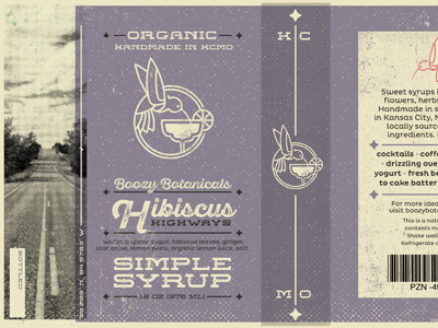 Hibiscus Highways craft design food label logo texture