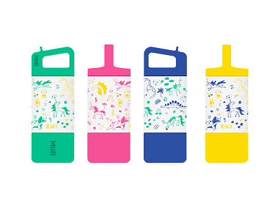 MiiR x Whole Foods Market - Kids Bottle dinosaurs illustration imagination kids magical unicorns water bottle