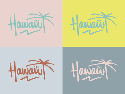 Hawaii WIP branding hawaii illustration island lettering logo palm tree retro summer typography