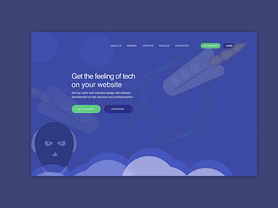 Landing page for hiring UI designers and Fullstack