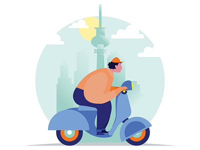 illustration for Motor project visit expert city courier courier service design illustration illustrator men minimal motor motorbike motorcycle person post men post men project project visit project visit expert ui vector vector art