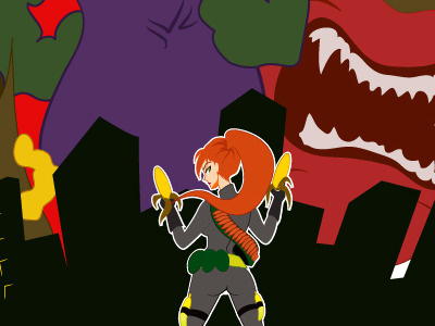 Food Fight! Draft carrots city corn fighter food girl health illustration redhead s vegetables veggies