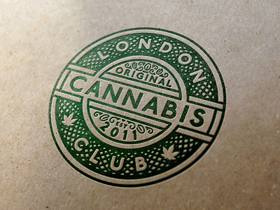 LCC Letterpress cannabis club emblem green letter press london mark mock up