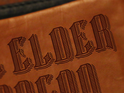 Elder Mock custom lettering elder leather letter press line work mock typography