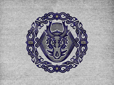 Dragon emblem badge dragon emblem graphic head illustration mark mock up texture tiedye