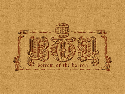 BOB mock band banner barrel canvas frame illustration logo typography whiskey