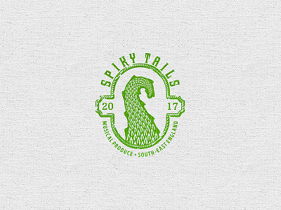 Spiky Tails branding frame green illustration mock scale spike tail typography