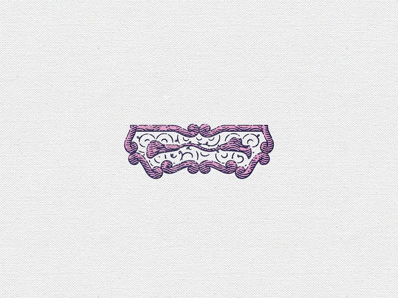 Flower Cartouche shading vintage keyline pink ornamental border graphic illustration cartouche flower