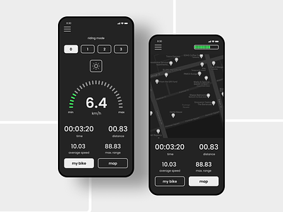 mobile dashboard app bike dashboard design graphic design map minimal speedometer timer typography ui user experience user interface ux