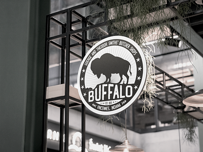 'BUFFALO' Butcher shop logo bull butcher logo vintage