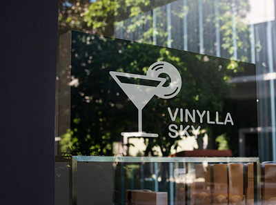 'Vinylla Sky' bar logo bar cocktail logo lounge music vinyl