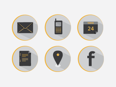 Yellow icons flat graphics icons marks symbols
