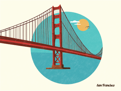 Golden Gate bridge gate golden illustration san francisco