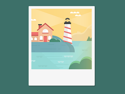 Polaroid digital art digital illustration flat design graphic design house illustration summer