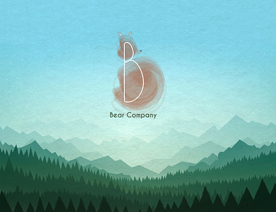 Bear with me design flat illustration logo typography