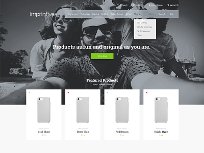 Imprintives Home Page Design ecommerce ui web design