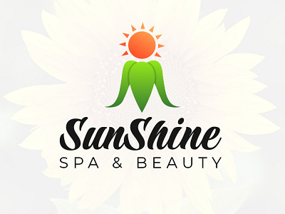 SunShine SPA Logo flower logo green logo logo design orange logo spa logo sun flower logo sun logo sunshine logo